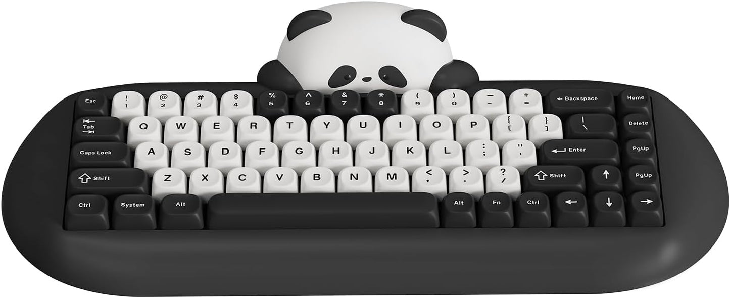YUNZII C68 Panda Wireless Mechanical Gaming Keyboard, 68 Keys Cute Layout with PBT Keycaps,RGB Backlit, Hot Swappable,Creamy Switches,BT5.0/2.4G/Wired for Win/Mac(Black,Panda Switch)