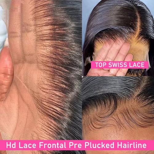 10A Brazilian Straight Human Hair Bundles with Frontal Closure 18 20 22+16 Inch Straight Bundle Human Hair with Closure 100% Unprocessed Virgin Hair Weave 3 Bundles with 13x4 HD Lace Frontal