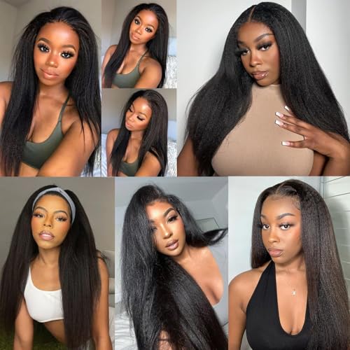 12A Kinky Straight Human Hair Bundles 20 20 20 Inch 100% Real Virgin Human Hair Yaki Straight Bundles Sew In Human Hair Extension for Black Women Natural Color
