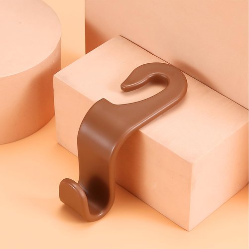 4PCS Car Back Seat Headrest Hooks, Rear Car Seat Storage Headrest Hanger Holder Hooks Organizer, Universal Auto Interior Accessories for Bag Purse Handbag Cloth Coats Grocery (Brown)