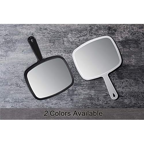 PROTECLE Hand Mirror, 10.3" L x 7.4" W Salon Barber Hairdressing Handheld Mirror with Handle, Square Black