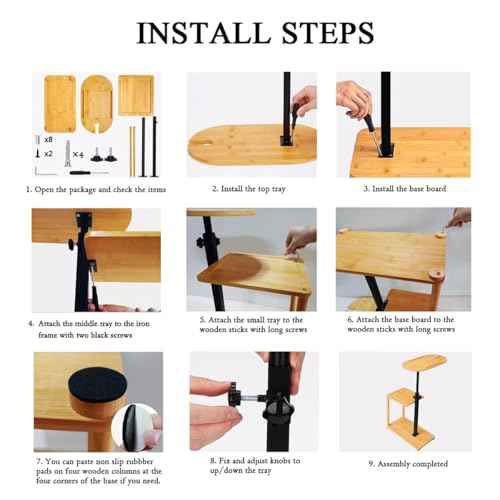 Bathtub Tray, 3 Layer Bathtub Tray Table with Adjustable Height, Enhanced Stability, Freestanding Premium Bamboo Bath Tub Tray for Spa,Bathtub, Bed, Sofa, Couch with Wine Glass Hold (3 Layer)¡¦