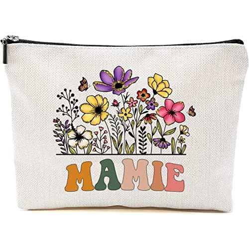 Mamie Wildflowers Gifts For Mother's Day Makeup Bags - Mamie Flower Gift Bags - Mom Grandma Birthday Gifts - Travel Cosmetic Bag For Birthday