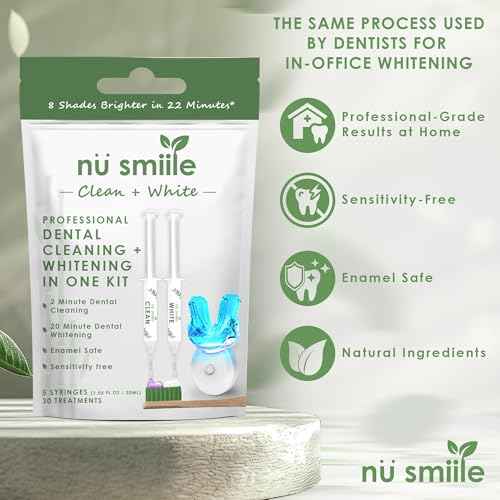 Professional Cleaning and Teeth Whitening Kit by nu smiile - Includes Blue LED Light - Visible Results in 20 Minutes - Xyliprox Teeth Whitening Gel - 30 Treatments