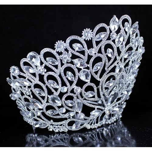 Fancy Beauty Queen Crystal Rhinestone Tiara Crown With Hair Combs Wedding Bridal Beauty Contest Prom Pageant Silver Plated T994