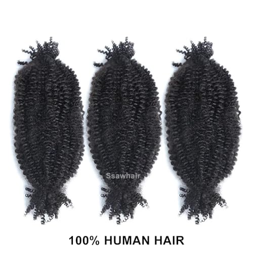 Afro Kinky Curly Human Hair Bulk Springy Twist Hair Extensions For Twist Braiding Locs Hair Pre-Separated Springy Afro Twist Human Hair Extensions 22 Inch 100g