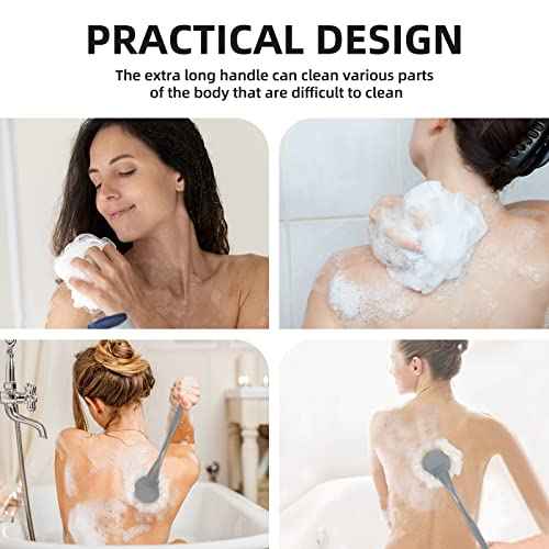 Loofah on a Stick, 20.5¡± Shower Sponge Loofah Back Scrubber, Exfoliation and Improved Skin Health, Back Loofah for Shower for Men Women