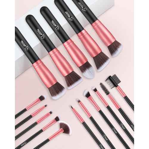 BESTOPE PRO Makeup Brushes 16 Pcs Makeup Brush Set, Blending Brush for Foundation, Premium Synthetic Powder Concealers Makeup Brushes for Eyes and Face, Eye Shadows Brushes, Eyeliner Make Up Brushes