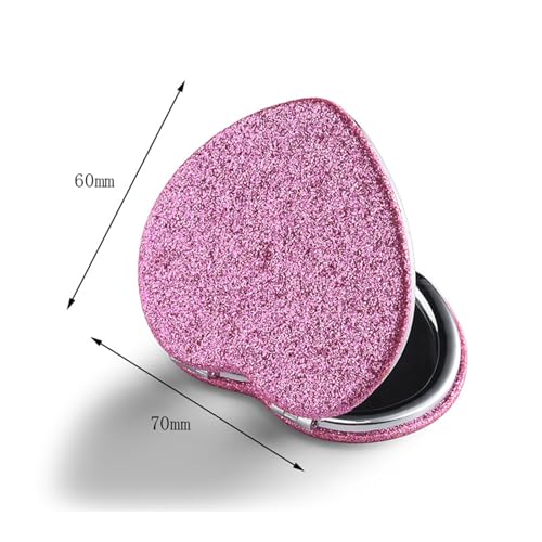 6 Pack Sparkly Pokect Heart Mirror Travel Compact Magnifying Folding Mirror for Purse Mini Vanity Cosmetic Lashes Makeup Double-Sided Cute Glitter Pink