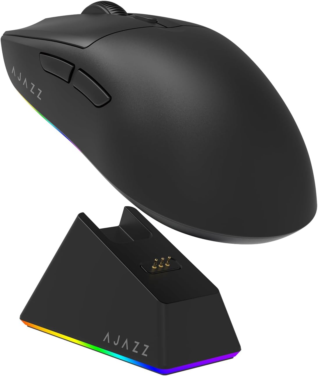 AJAZZ AJ139 V2 MC Gaming Mouse with Charging Base, Adjustable 12,000 DPI, PAW3311 Sensor, 3 Modes Wireless Mouse, 500mAh Battery, 1000 Polling Rate, 66g Lightweight, Win/Mac (White)