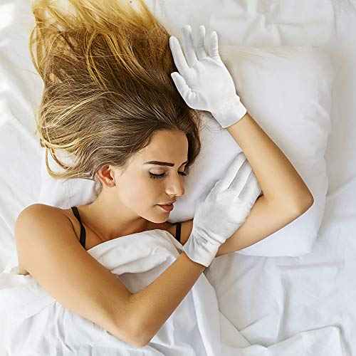 2 Pairs Cotton Gloves, White Gloves for Dry Hands, Cotton Gloves for Sleeping, Moisturizing Night Gloves, White Gloves 100% Cotton, Size M (2 Pairs)