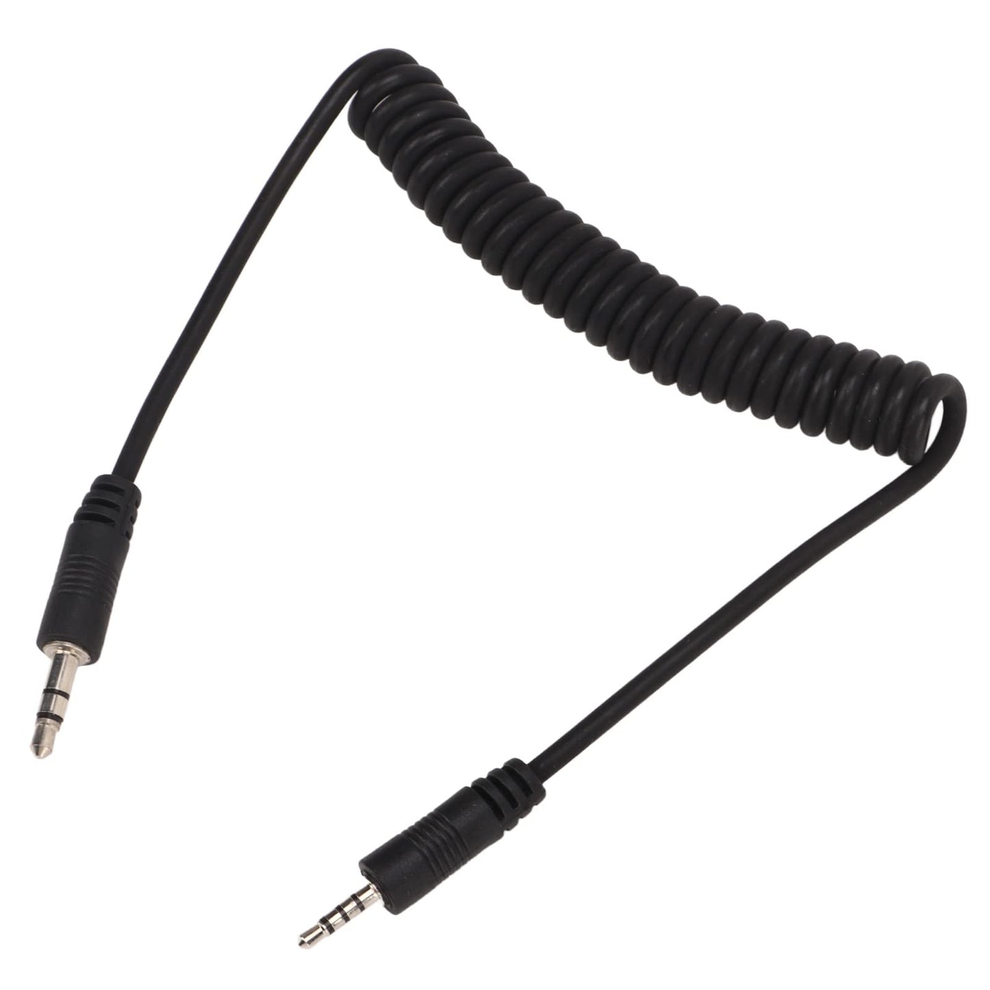 2.5mm Flash Sync Cable, 3.5mm Male to Male Coiled Cord, Spring Design, Stable Without Delay, for V LUX, Series, for GF, GH, G, L, LC, FZ All Series