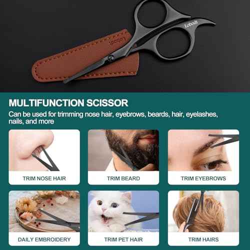 4.7-inch small nose hair scissors (black), round-headed scissors, for trimming facial hair, beards, ear hair, eyebrows, bathroom, Moustache Trimming£¬personal care and beauty