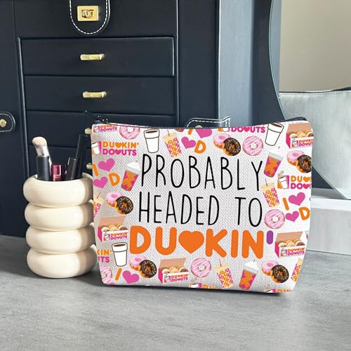 WCGXKO Probably Headed Makeup Bag Donut Lover Gift Coffee Refreshment Merch (Coffee Bag)