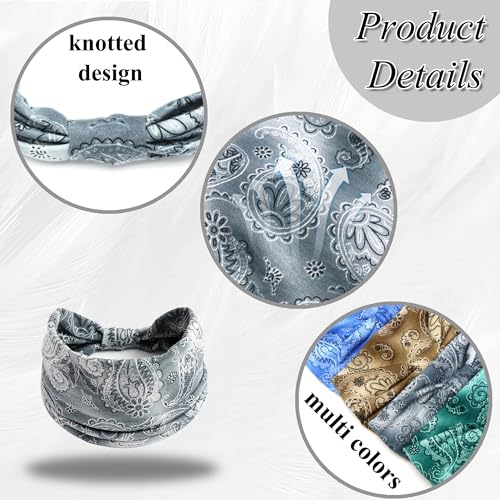 FULZTEY Boho Headbands for Women Fashion Wide Head Bands Floral Print Hairband Elastic Workout Yoga Sweatband Knot Cloth Turban Large African Bandana Headwraps Cute Hair Accessories Gift 4Pcs