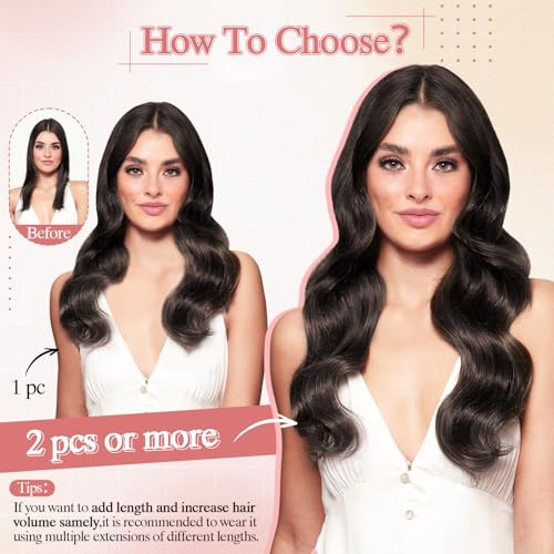 One Pieces Clip in Hair Extensions Human Hair Upgraded V-Shaped 5 Clips in Hair Extensions Human Hair Long One Piece Hairpiece for Women,16 Inch,#18P613 Gold Blonde Mixed Bleach Blonde,65g