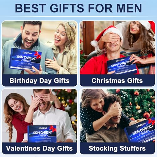 Skin Care for Men,Hydrate,Firm,Anti-Aging & Wrinkle 5Pcs Facial Skin Care Routine Kit Set,Mens Christmas Gifts Stocking Stuffers Secret Santa Gift for Men Him Dad Boyfriend Husband Birthday Valentines