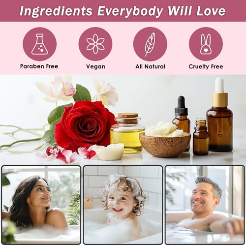 Bath Spa Gift Sets - Luxury Basket With Rose Oil & Orchid - Spa Kit Includes Wash, Bubble Bath, Lotion, Bath Salts, Body Scrub, Body Spray, Shower Puff, Bathbombs, Soap and Towel