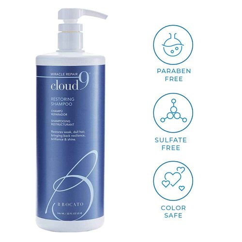 Brocato Cloud 9 Shampoo & Conditioner Liter, 32oz & Actives Enhancing Serum | Shine Booster & Conditioning Hair Agent | Replenishing Oils, Repair & Smooth Hair | Perfect For Straight or Curly Texture