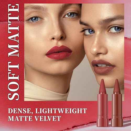 6 Pcs Gradient Lip Liner and Lipstick Combo Set - 2-in-1 Ombre Lipstick & Brown Lip Liner Duo - Waterproof, Long-Lasting, Matte Finish - Smudge-Proof, Full Coverage Lip Kit for Fuller & Plumper Lips