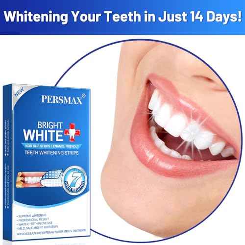 Teeth Whitening Strips ? Professional Dentist Approved, Gum-Safe Formula, 28 Non-Slip Strips Kit, 14 Treatment, Pain-Free Express Whitening in 30 Min, Easy to Use for Bright Smile