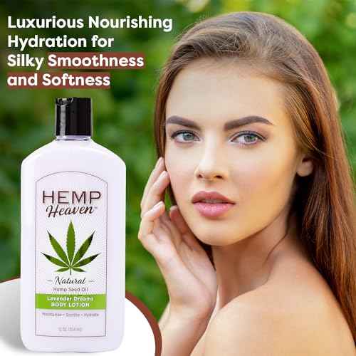 Hemp Heaven Lotion - Moisturizing Body Lotion with Natural Hemp Seed Oil & Lavender dreams Scent, 12 oz, Paraben-Free Hemp Lotion for Women & Men, Made in USA, Soothes & Nourishes