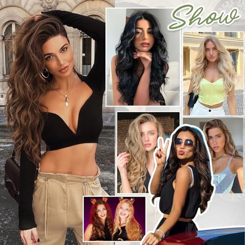 Halo Hair Extensions Real Human Hair Invisible Wire Extensions with Transparent Fish Line Wavy Curly Halo Clip in Human Hairpieces Medium Brown 18 Inch