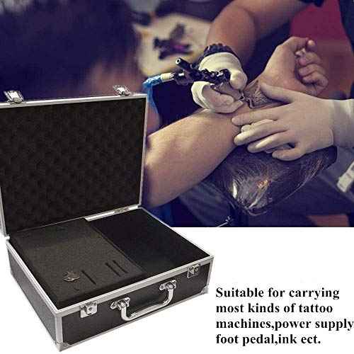 Large Tattoo Case Tattoo Kit Box - Aluminum Traveling Convention Carry Case (Silver)