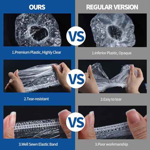 LEOBRO 100PCS Disposable Shower Caps, Shower Caps for Women Disposable, Clear Plastic Shower Cap, Plastic Hair Caps for Hair Treatment, Regular Size 17.3 INCH