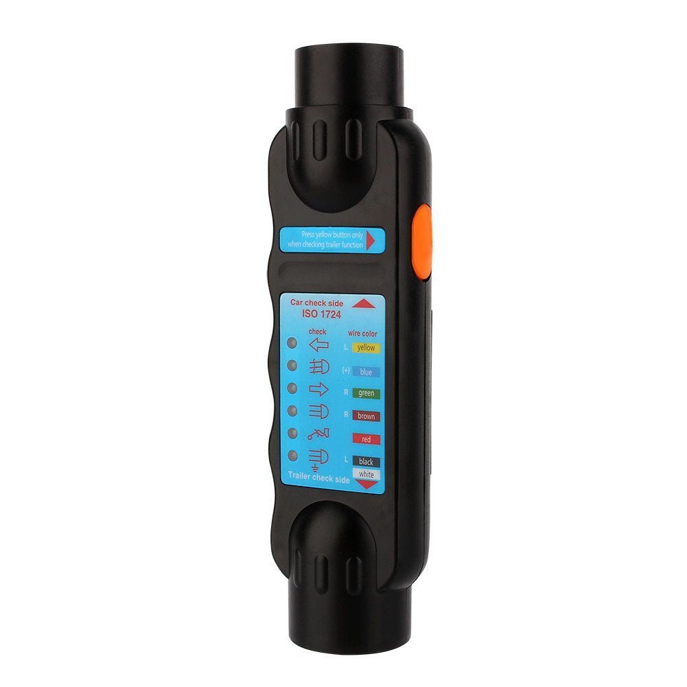 12V 7-Pin Trailer Tester Plug RV Connector Tester Plug Tool Socket Adapter for Trailer(European Specifications)