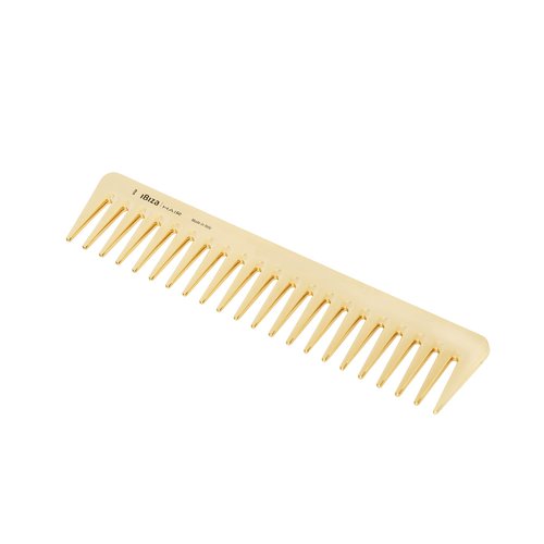 Ibiza Hair Detangling Comb | Large Wide Tooth Detangler Comb | Gold | Ideal for Straight or Curly Hair | Wet or Dry | Professional-Grade Styling Comb for Men and Women
