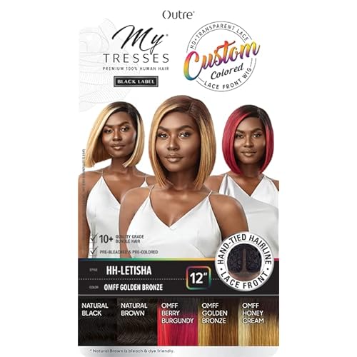 Outre Mytresses 100% Unprocessed Human Hair Custom Colored HD Lace Front Wig - LETISHA (Color:Natural Black)