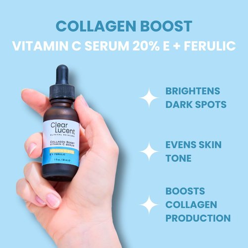 Vitamin C Serum 20% with Ferulic Acid & Vitamin E - Brightening Facial Serum for Dark Spots, Wrinkles & Uneven Skin Tone - Fast-Absorbing, Non-Irritating Formula - 1 fl oz
