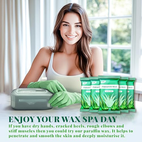 Paraffin Wax Refill, 10 packs of Paraffin Bath Wax for Hands and Feet for relief of stiff muscles and arthritic pain - deeply moisturises and protects the skin of the hands and feet (Aloe vera)