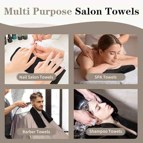 FIXSMITH Salon Towels 12 Pack, Black Hand Towels for Bathroom, Quick Dry Gym Towels, Spa Face Towel, Absorbent Microfiber Towels for Salon, Barber, Gym, Bath, Pedicure and Home Hair Care,16 x 27 in