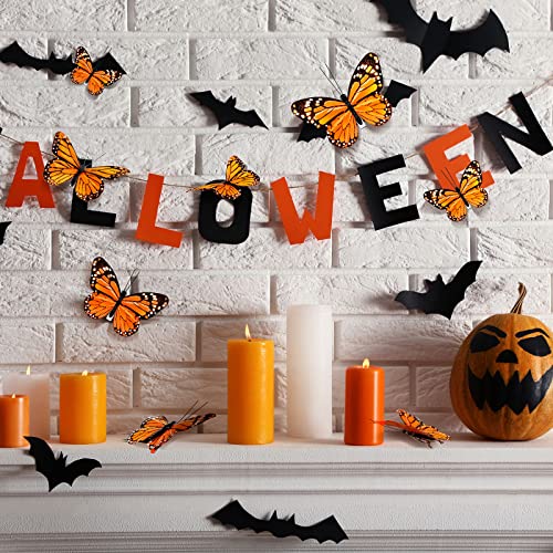 24 Pcs Monarch Butterfly Decorations Monarch Butterfly Hair Clips Feather Barrettes Clips Decor Artificial Fake Flying Creatures for Craft Cosplay Wedding Party, 4 Sizes(Orange)