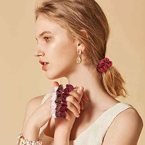 30Pcs Small Silk Satin Hair Scrunchies, Hair Ties for Women Girls Hair Accessories Gift (Multicolor A)