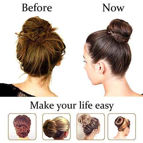 NICEMOVIC Bun Maker, 2PCS Medium Hair Donut Shaper, Ring Style Bun for Short and Thin Hair (3 Inch/Brown)
