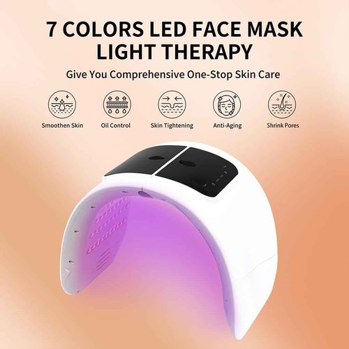 7 Color LED Face Mask with Spray, Red Light Therapy Facial Skin Care Device for Home Use