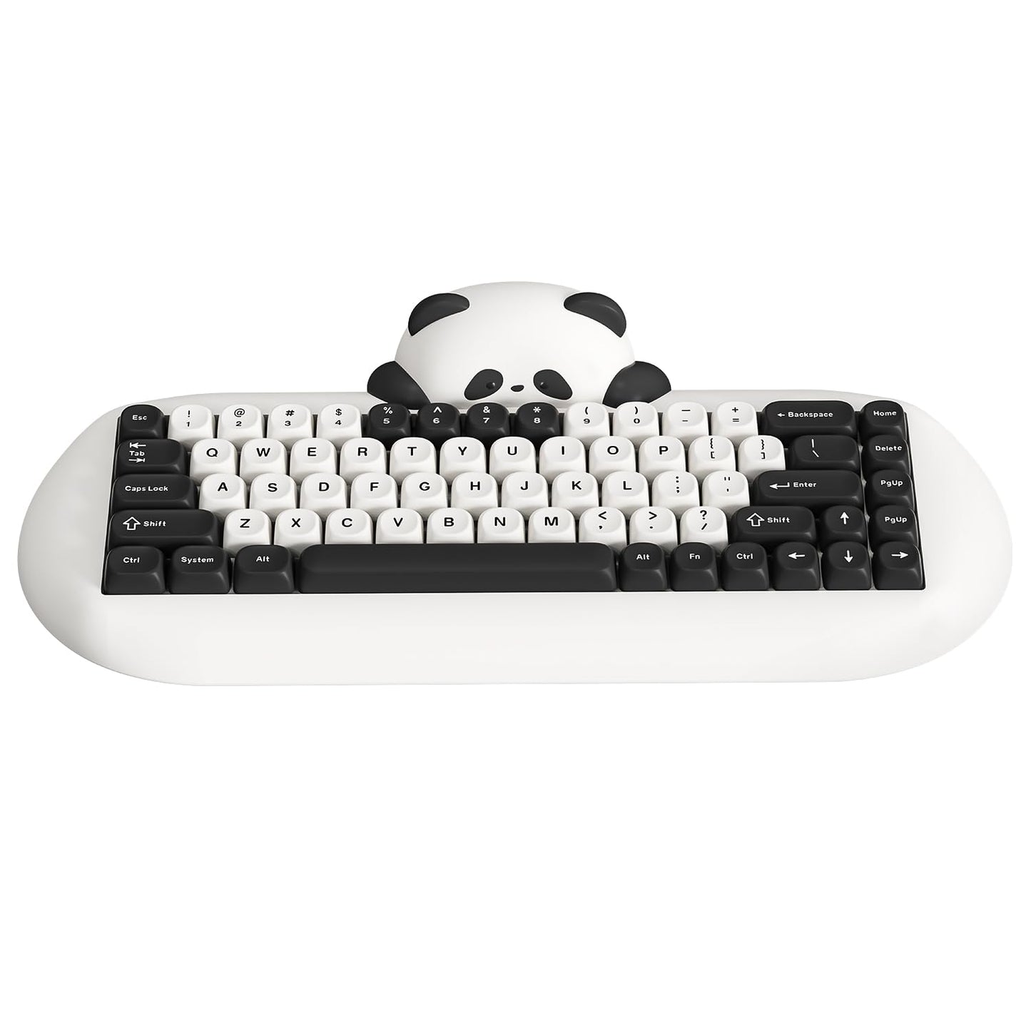 YUNZII C68 Panda Wireless Mechanical Gaming Keyboard, 68 Keys Cute Layout with PBT Keycaps,RGB Backlit, Hot Swappable,Creamy Switches,BT5.0/2.4G/Wired for Win/Mac(White,Panda Switch)