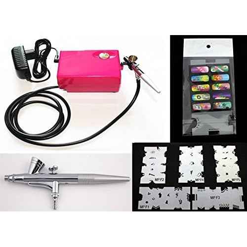 Ebest Multi-purpose Airbrush Nail Art System Compressor W/ 5PC Random Airbrush Stencil Templat