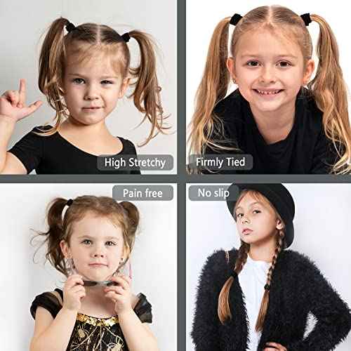 Black Hair Ties No damage 280 Bulk Pack, 4MM Ouchless Elastic Hair Bands for Women's Hair Elastic Ponytail Holders for Ponytails, Thick, Medium, Thin, Fine & Short Hair