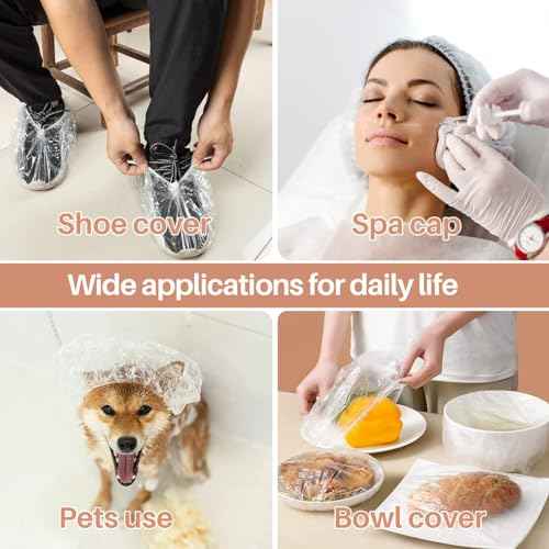 MAQIHAN 100 Disposable Shower Caps Unisex - Large Plastic Hair Caps for Deep Conditioning Shower Cap Reusable Waterproof for Women Men Hair Treatment Bath Cap for Long Hair Travel Essentials