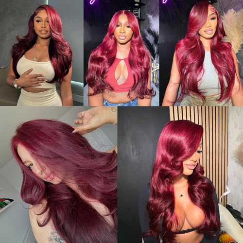 20 Inch Burgundy Wig Human Hair 13x6 Body Wave Lace Front Wigs Human Hair 99j Burgundy Lace Front Wigs Human Hair for Black Women