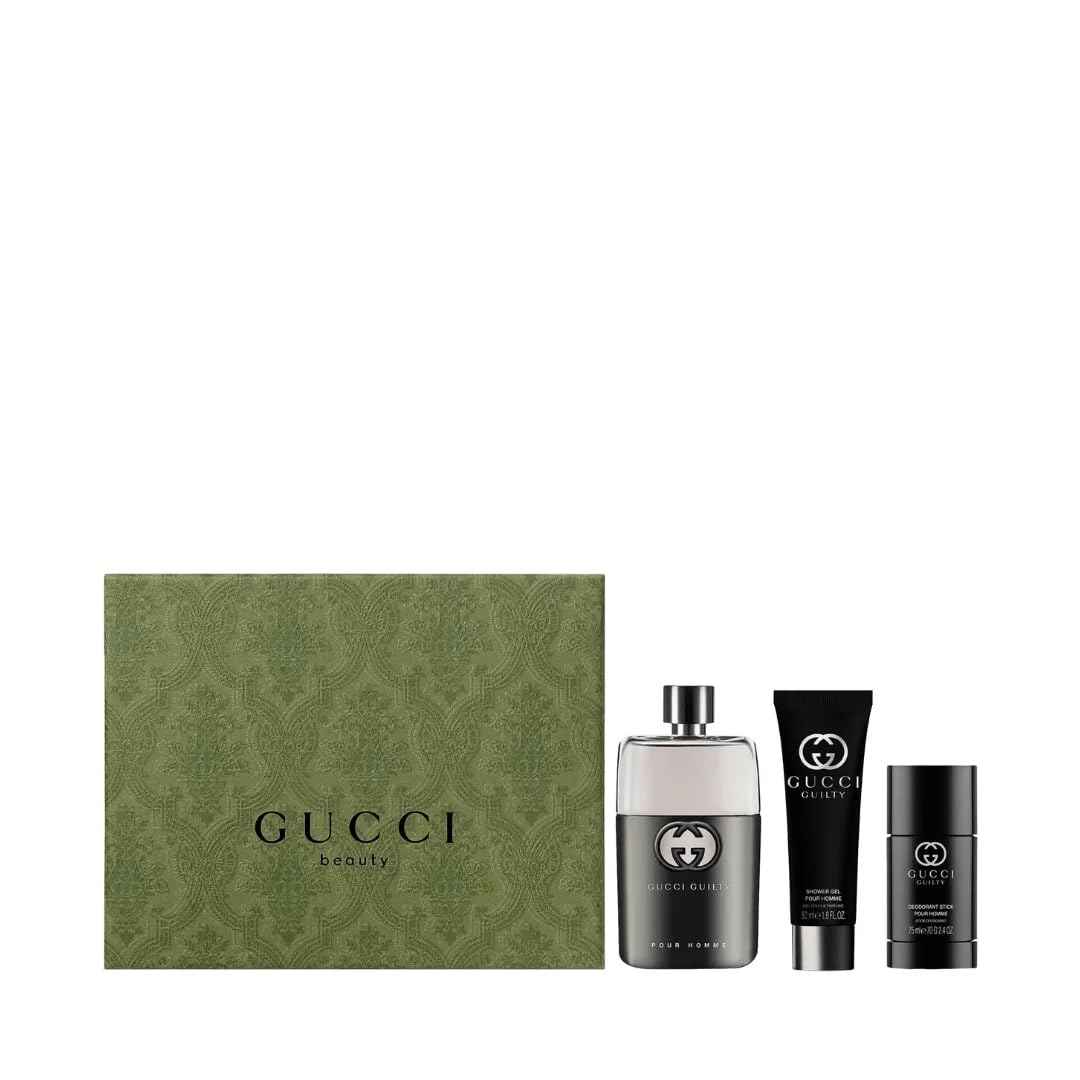 Gucci Guilty 3-Piece Set for Men, (3.0 Oz Eau De Toilette Spray + 2.5 Oz Deodorant + 1.6 Oz Shower Gel)