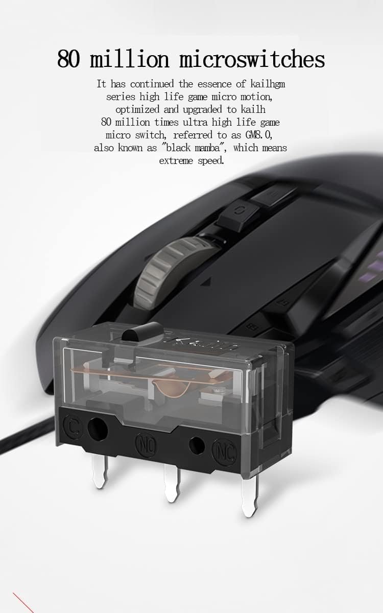2Pcs Gray Kailh GM8.0 GM8 Micro Switch 80M Life Gaming Mouse 3 Pin Black dot Used on Computer Mouse mice Left Right Button,Accessories,PC Games (Kailh GM8.0)