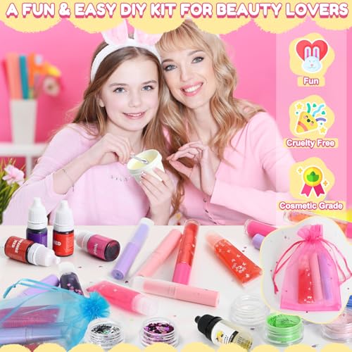 JCOOS Lip Gloss Making Kit and Lip Balm Making Kit, Make Your Own Lip Gloss Kit, Lip Balm Kit, Lipgloss Tubes, Moisturizing Base, Glitter, Kids Makeup Lipgloss Sets for Girls, Fun Stuff for Teens Gift