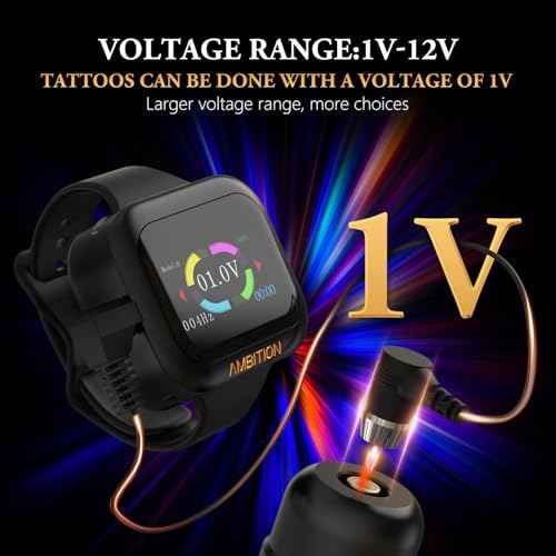 Tattoo Power Supply - Ambition S1 Plus Touch Screen Tattoo Battery Wristband Supply Portable RCA Tattoo 2400mAh Lithium Battery Pack with LCD Touch Display for Rotary Tattoo Machine