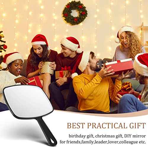 Geetery 12 Pcs Hand Held Mirrors with Handles Hand Makeup Mirrors Bulk Wall Mount for Women Cosmetic Bathroom Home Barber Salon Travel Portable Beauty School Gift, 6.69 x 9.45 Inch (Black)