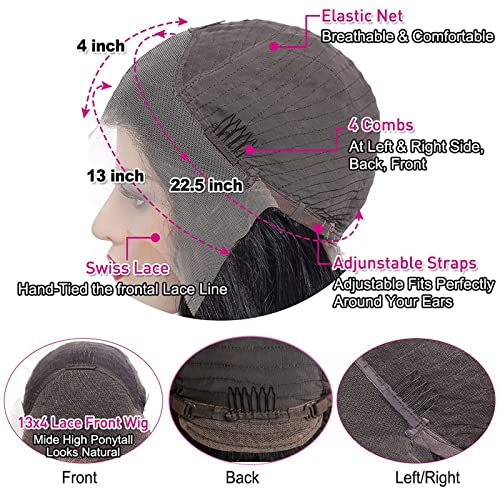 Lemoda Outlet Deals 13x4 Straight Lace Front Wigs Human Hair 180% Density 13x4 HD Transparent Lace Frontal Wig Pre Plucked 14A Brazilian Virgin Human Hair Wigs for Women 22 Inch